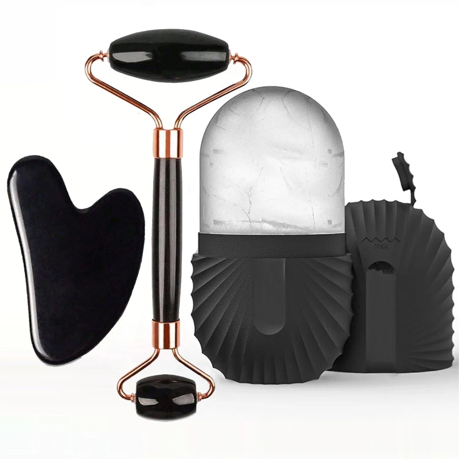 Set Rituel - gua sha, rouleau et moule à glace, coloris noir