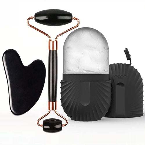 Set Rituel - gua sha, rouleau et moule à glace, coloris noir